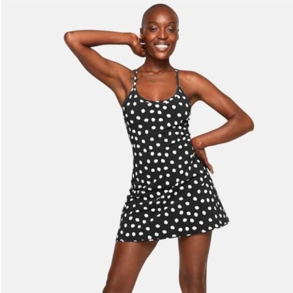 Outdoor Voices Black and White Polka Dot Dress